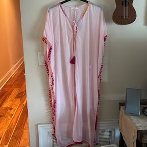 Sheer pink swimsuit coverup